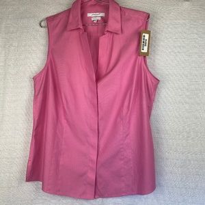 Foxcroft Women's Size 16 Pink Cotton Blend Sleeveless Button Down #486